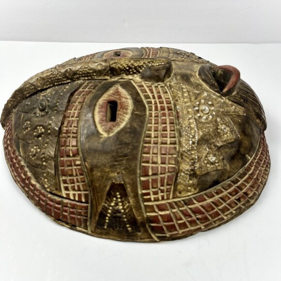 Hand Carved African Wood Mask Wall Art - Picture 5 of 9